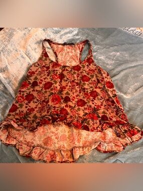 Love Squared Red Floral Ruffle Racerback Cami firm price